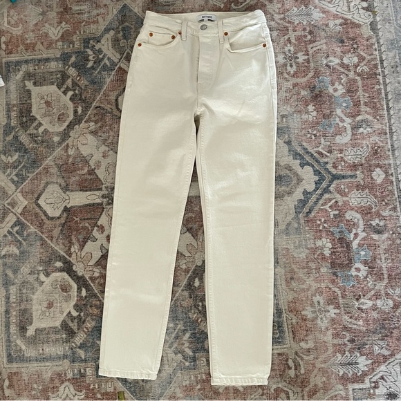 Redone 90s High Rise Crop Jeans Button Fly Size 26 Vintage White - Picture 3 of 16